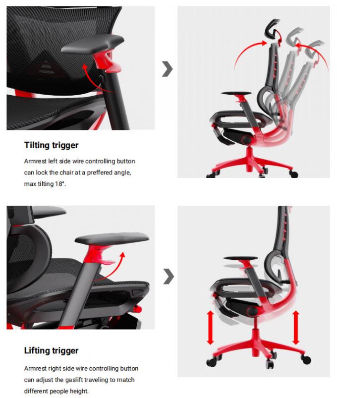 PP GF Ergonomic Office Chair Footrest Height Adjustable Desk Chair